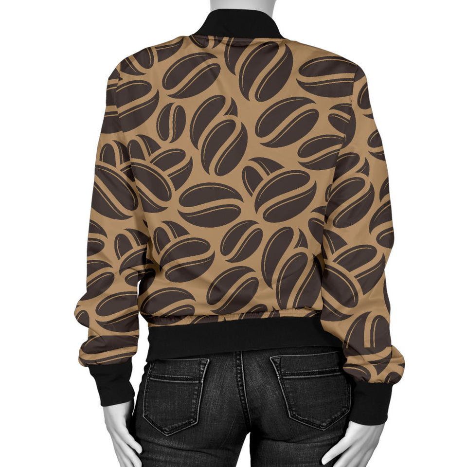 Coffee Bean On Brown Background Women'S Bomber Jacket