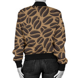 Coffee Bean On Brown Background Women'S Bomber Jacket