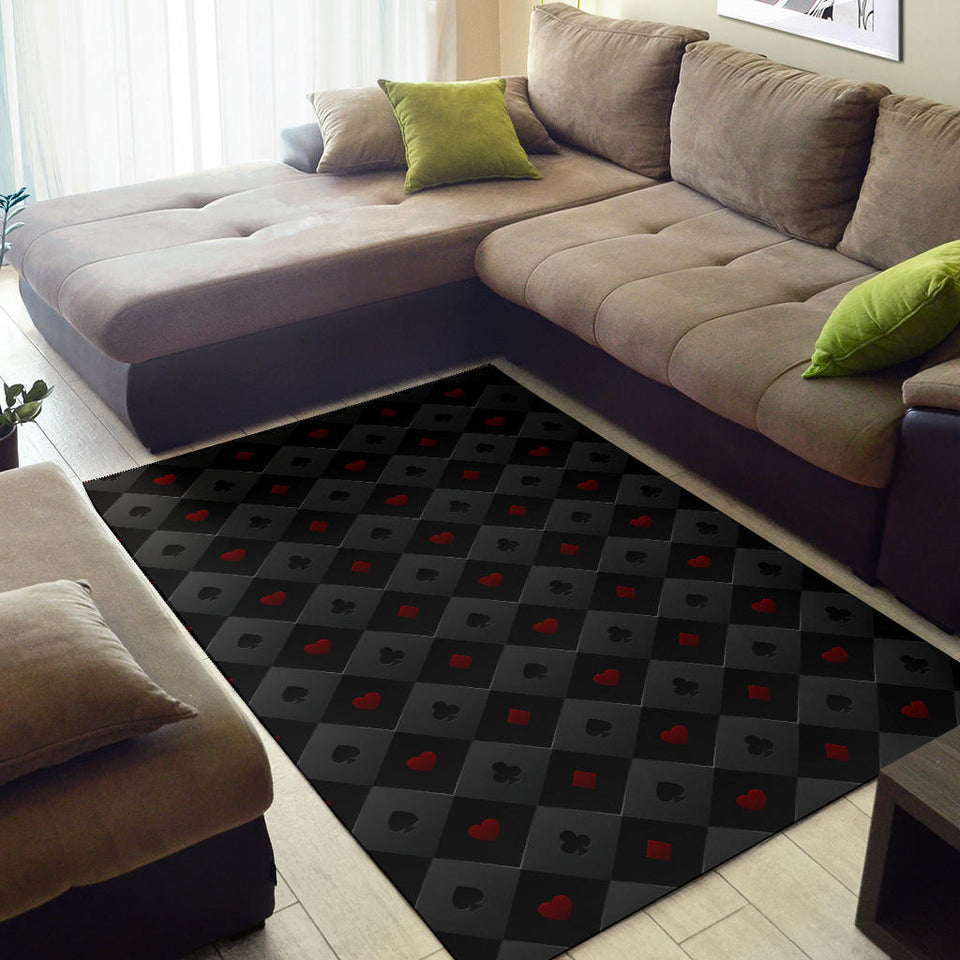 Casino Cards Suits Pattern Print Design 05 Area Rug