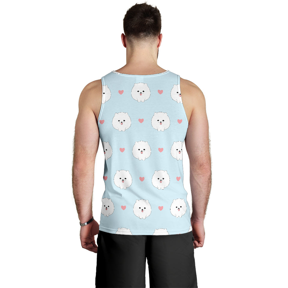 White cute pomeranian pattern Men Tank Top