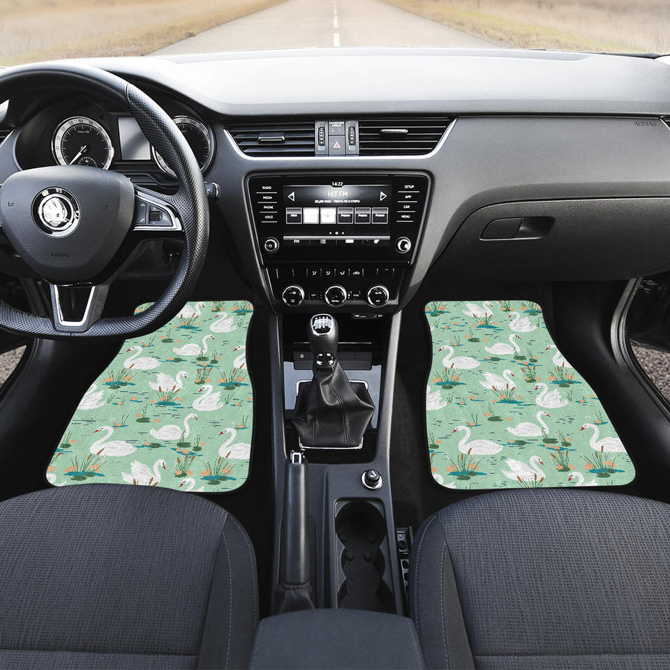 White Swan Lake Pattern Front Car Mats