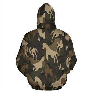 Horse Camouflage Pattern Zip Up Hoodie