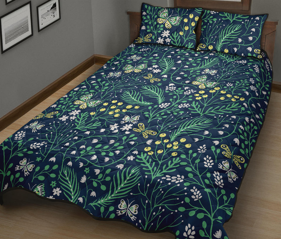 butterfly leaves pattern Quilt Bed Set