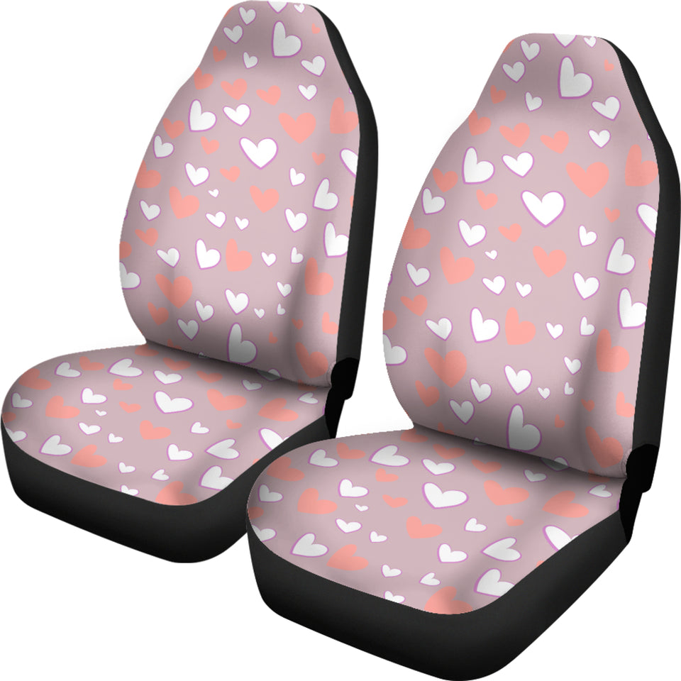 Coral White Heart Pattern Universal Fit Car Seat Covers