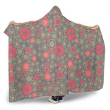 Red Gold Sakura Cherry Blossom Gray Background Hooded Blanket