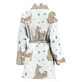Cute Rhino Pattern Background Women'S Bathrobe