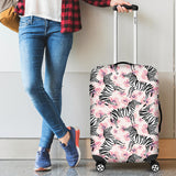 Zebra Pink Flower Background Cabin Suitcases Luggages