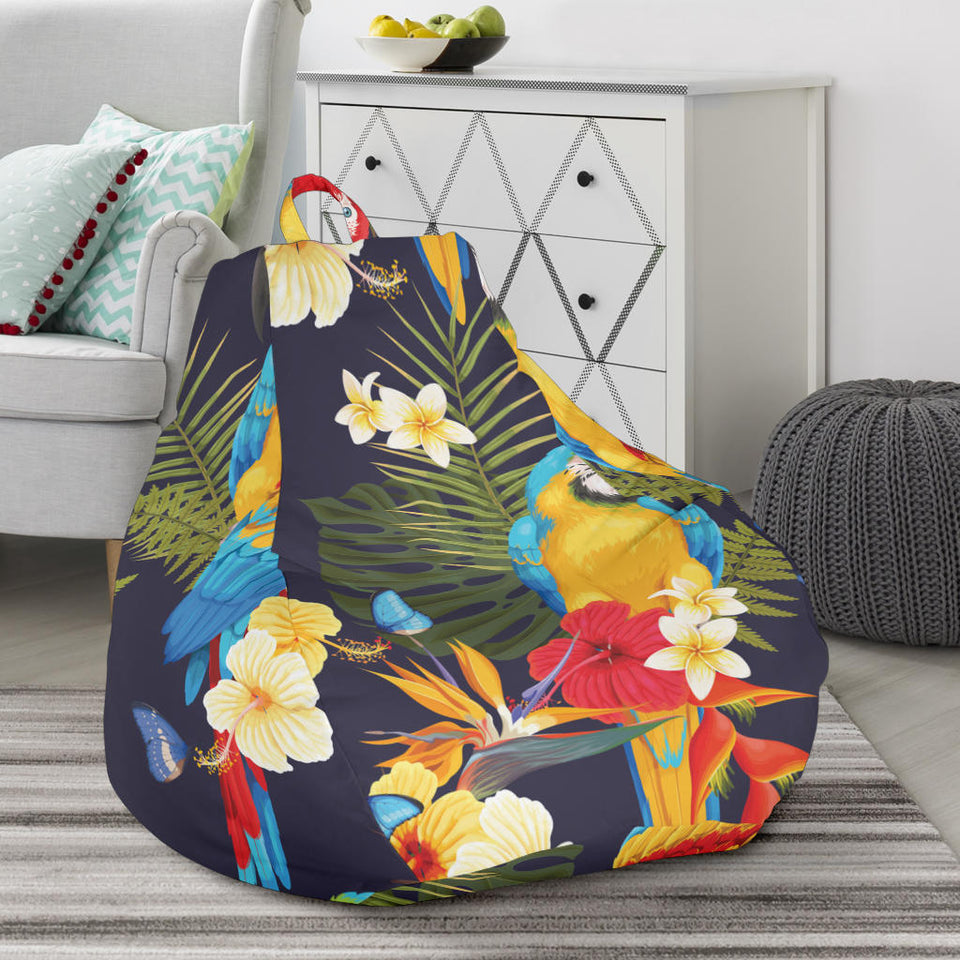 Colorful Parrot Flower Pattern Bean Bag Cover