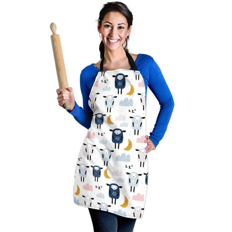 Cute Sleeping Sheep Moon Cloud Pattern Adjustable Apron