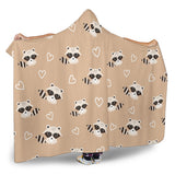 Cute Raccoon Heart Pattern Hooded Blanket
