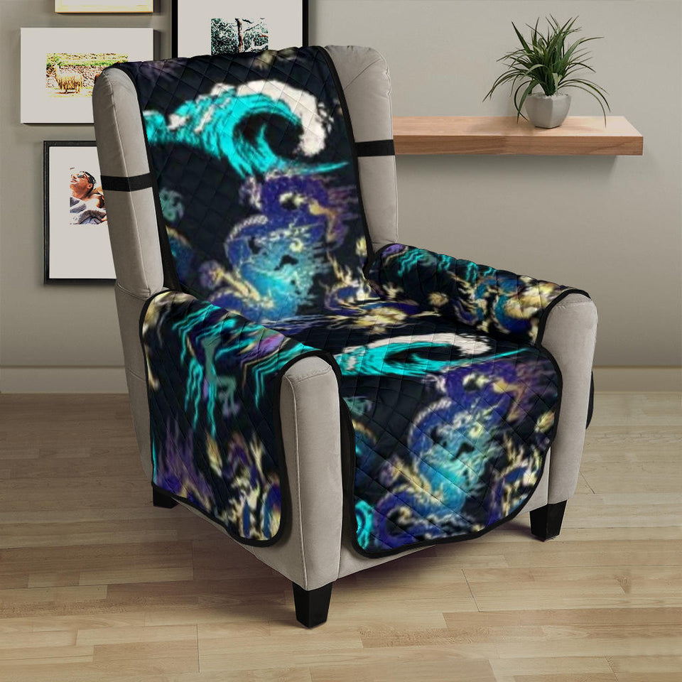 Dragon sea wave pattern Chair Cover Protector