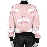 White Swan And Flower Love Pattern Women'S Bomber Jacket