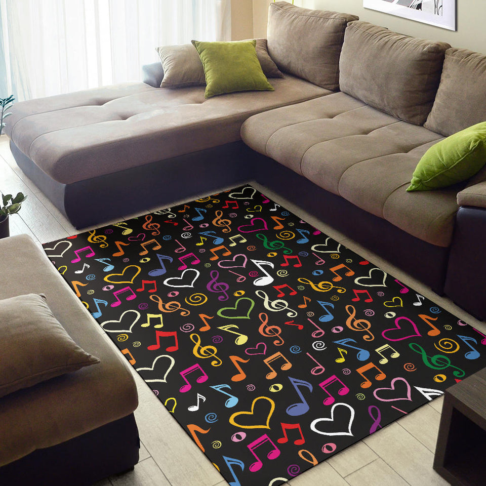 Music Notes Pattern Print Design 02 Area Rug