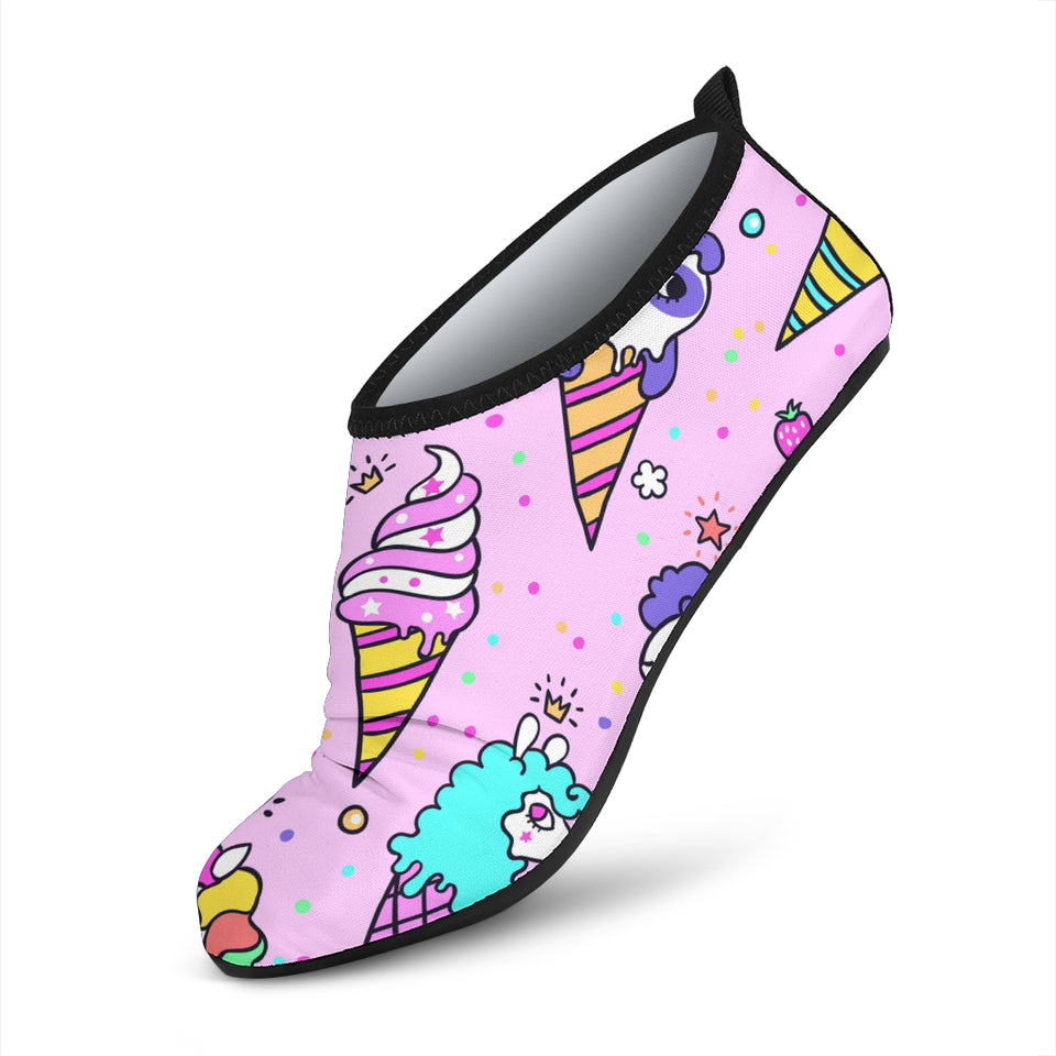 Cute Ice Cream Cone Animal Pattern Aqua Shoes