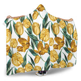 Yellow Tulips Pattern Hooded Blanket