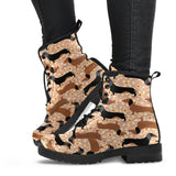 Dachshund Floral Background Leather Boots