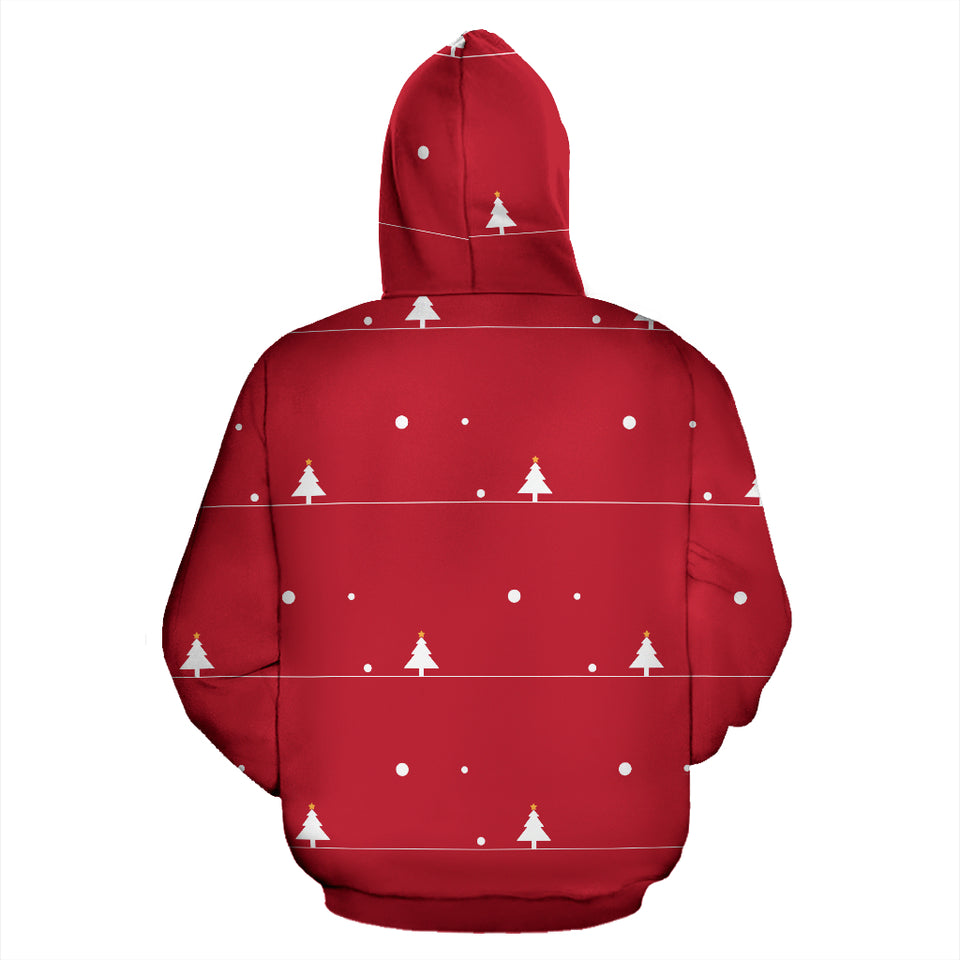 Christmas Tree Star Snow Red Background Zip Up Hoodie