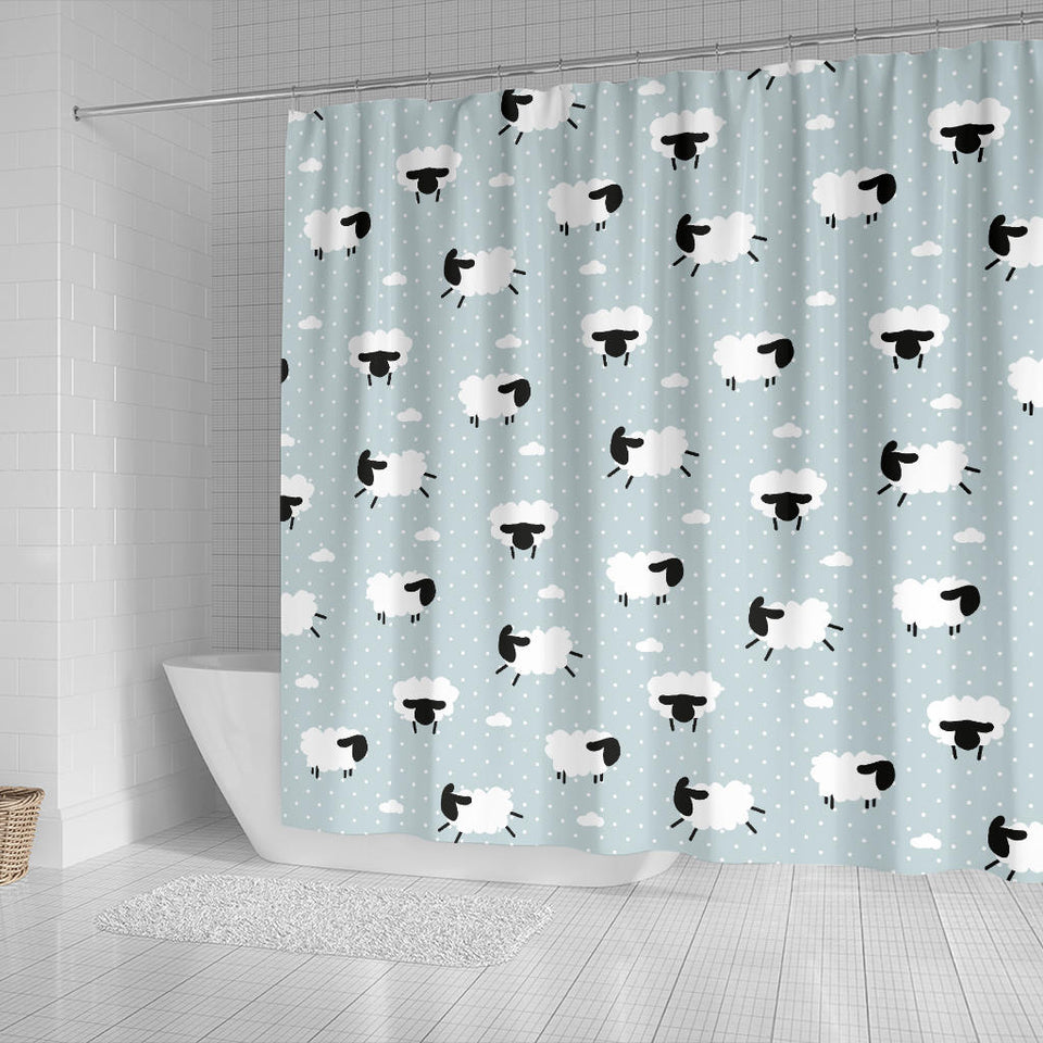 Sheep Polka Dot Cloud Pattern Shower Curtain Fulfilled In US