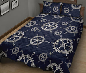 nautical steering wheel design pattern Quilt Bed Set