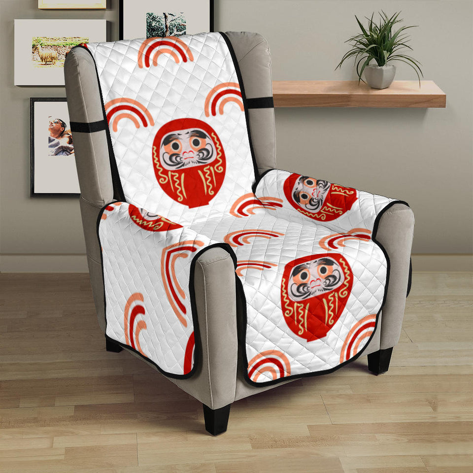 Daruma japanese wooden doll design pattern Chair Cover Protector