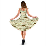 Mustache Beard Pattern Print Design 01 Sleeveless Midi Dress