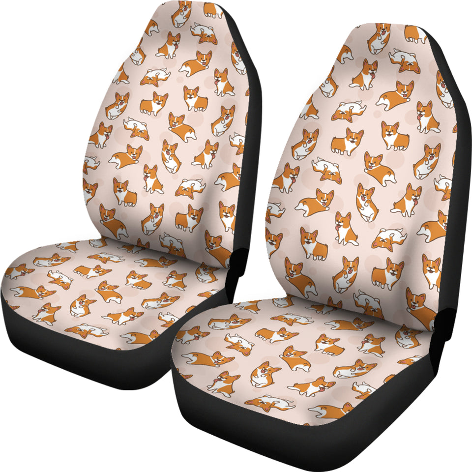 Cute Corgis Pattern Pink Background Universal Fit Car Seat Covers