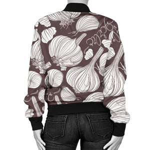 Garlic Bulb Dark Background Women'S Bomber Jacket