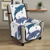 Dolphins pattern dotted background Chair Cover Protector