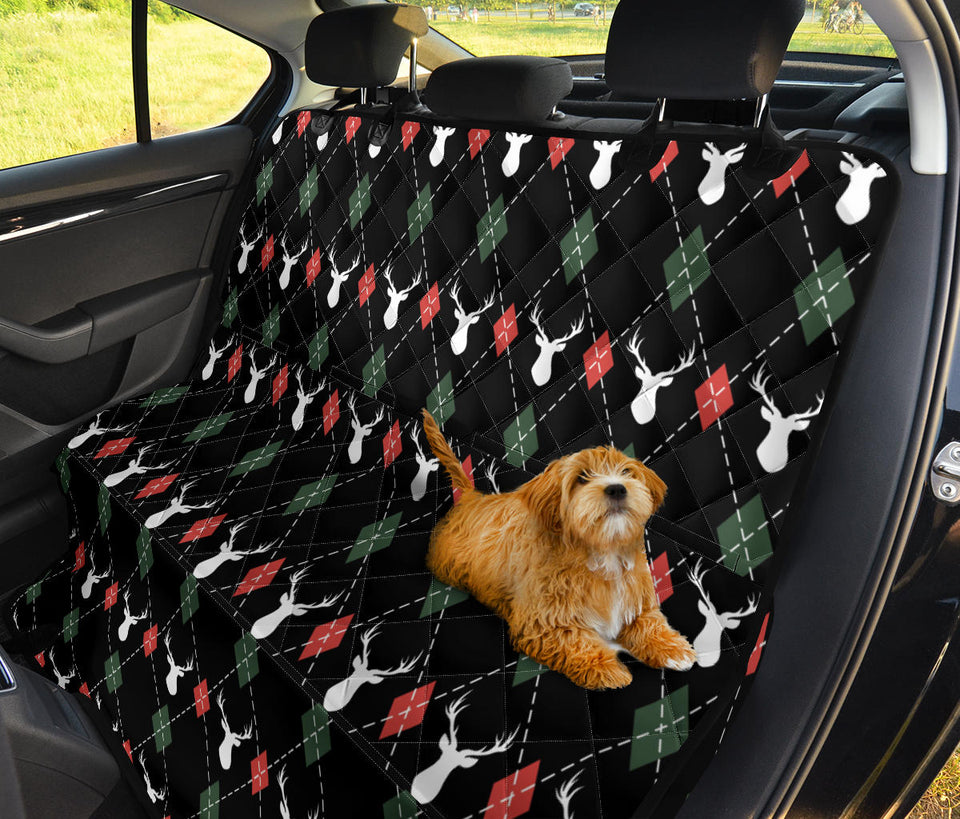 Deer Christmas New Year Pattern Argyle Dog Car Seat Covers