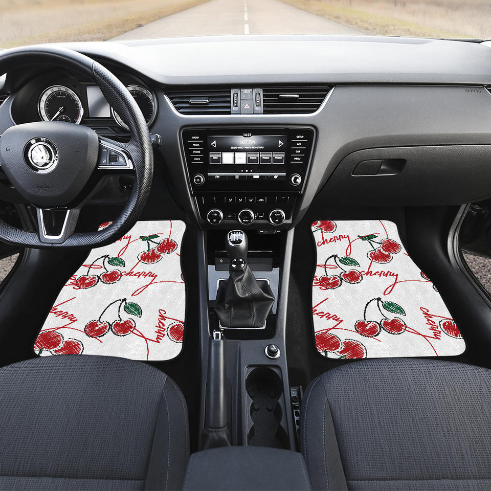 Hand Drawn Cherry Pattern Front And Back Car Mats
