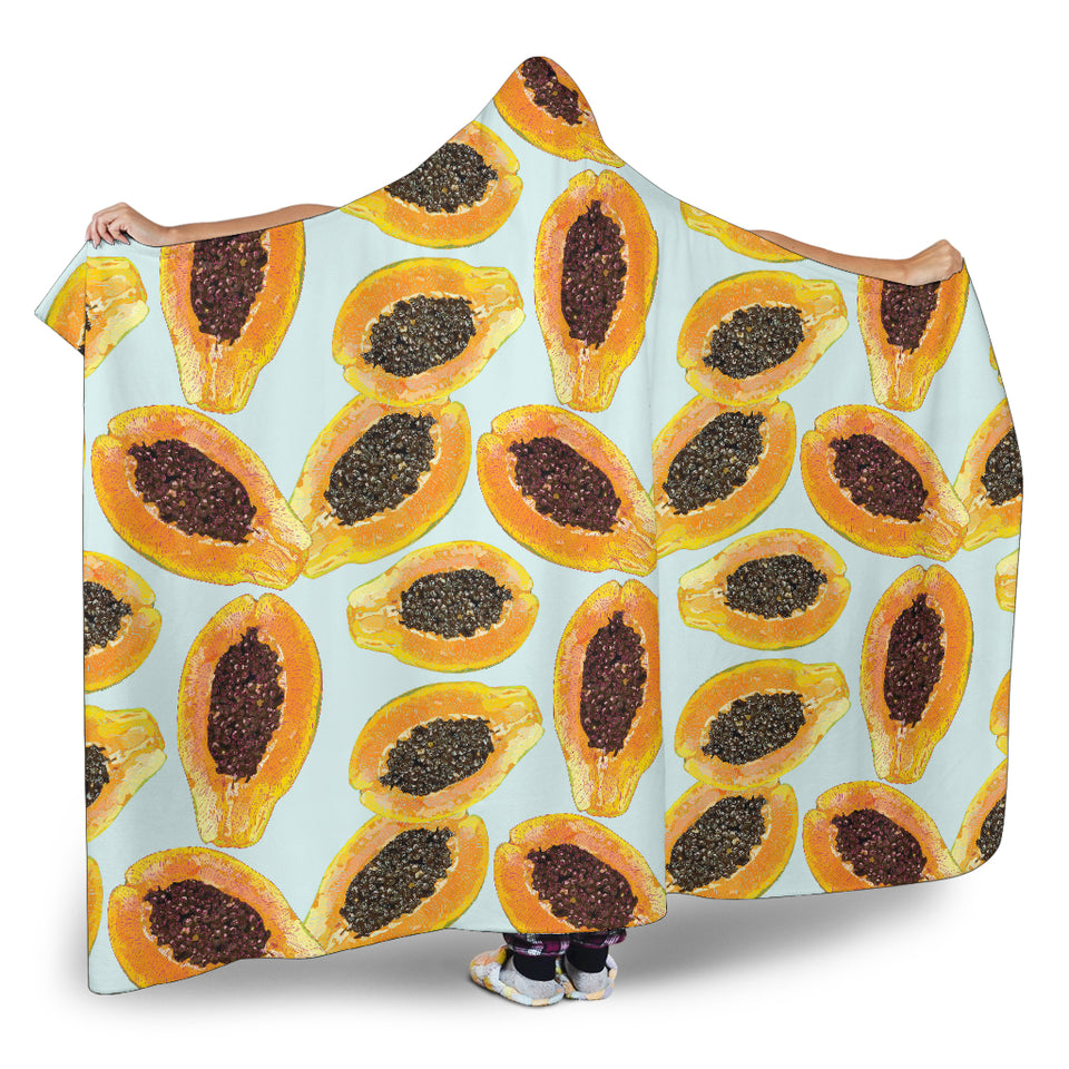 Watercolor Papaya Pattern Hooded Blanket
