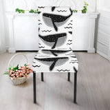 Black Whale Pattern Dining Chair Slipcover