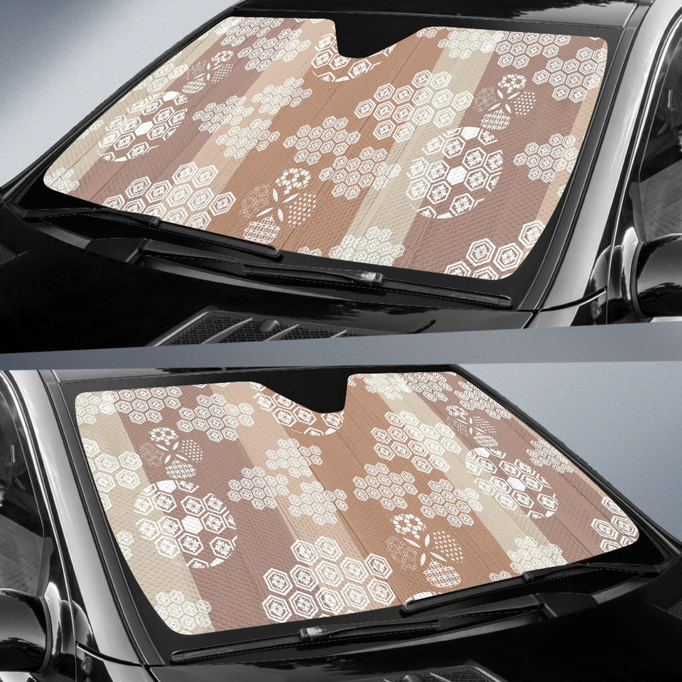 Beautiful Hexagon Japanese  Pattern Car Sun Shade
