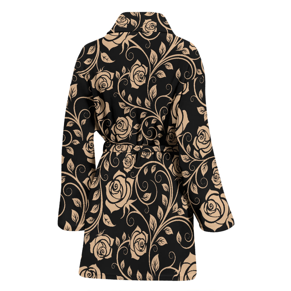 Rose Pattern Print Design 04 Women's Bathrobe