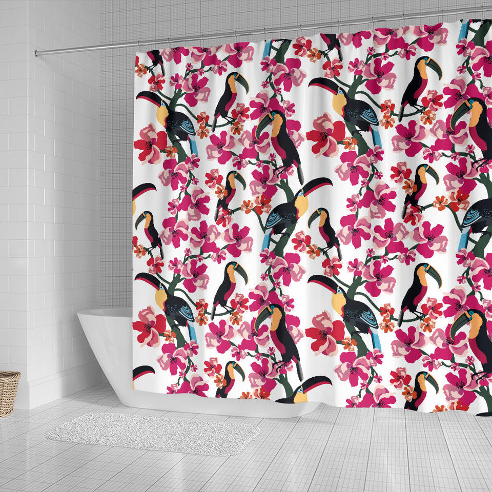 Toucan Flower Design Pattern Shower Curtain Fulfilled In US