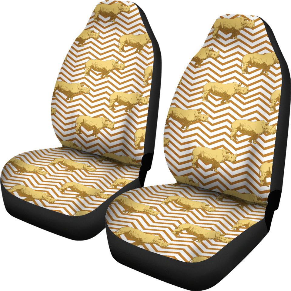 Rhino Yellow Theme Pattern  Universal Fit Car Seat Covers