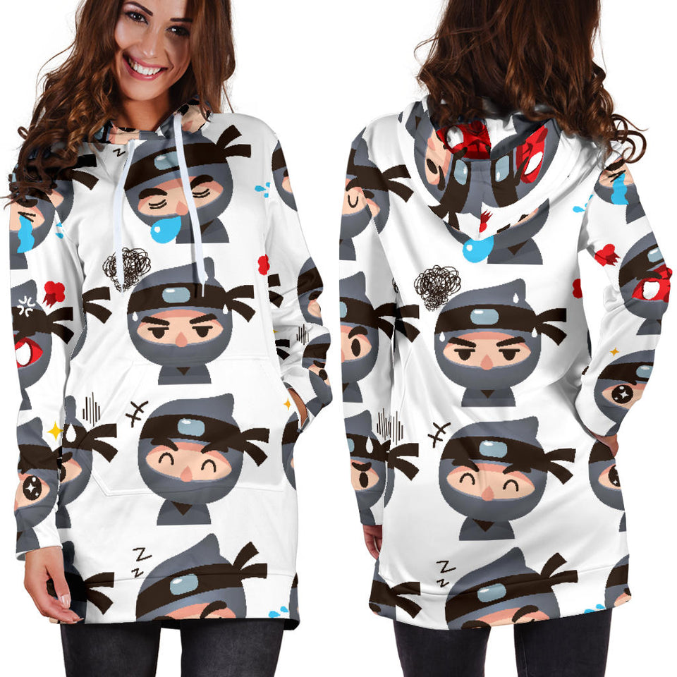 Cute Ninja Design Pattern Women'S Hoodie Dress