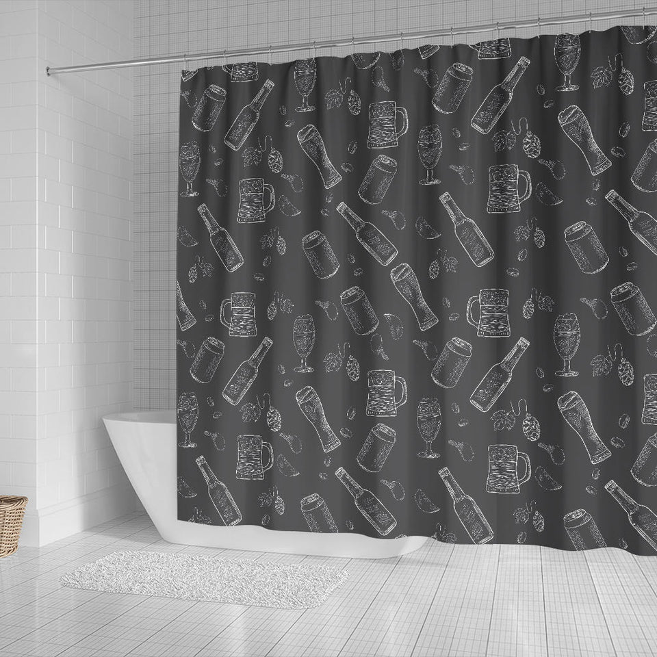 Beer Hand Drawn Pattern Shower Curtain Fulfilled In US
