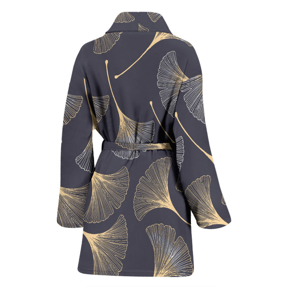 Gold Ginkgo Leaves Women'S Bathrobe