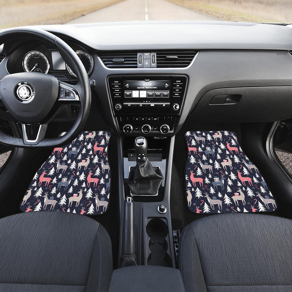 Deers Winter Christmas Pattern Front And Back Car Mats