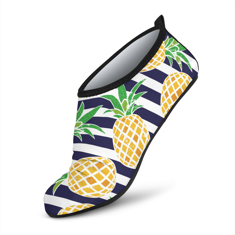 Pineapples Pattern Striped Background Aqua Shoes