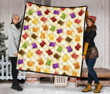 Bread Toast Pattern Print Design 02 Premium Quilt