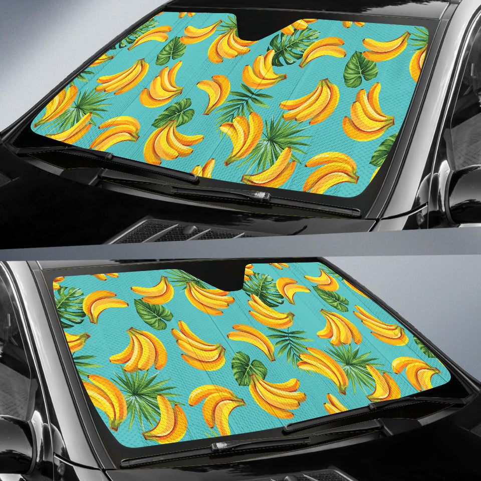 Banana Palm Leaves Pattern Background Car Sun Shade