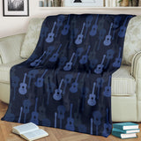 Blue Theme Guitar Pattern Premium Blanket