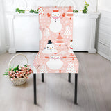 Cute Snowman Christmas Tree Snowpink Background Dining Chair Slipcover