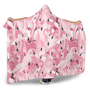 Pink Flamingos Pattern Background Hooded Blanket