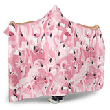 Pink Flamingos Pattern Background Hooded Blanket