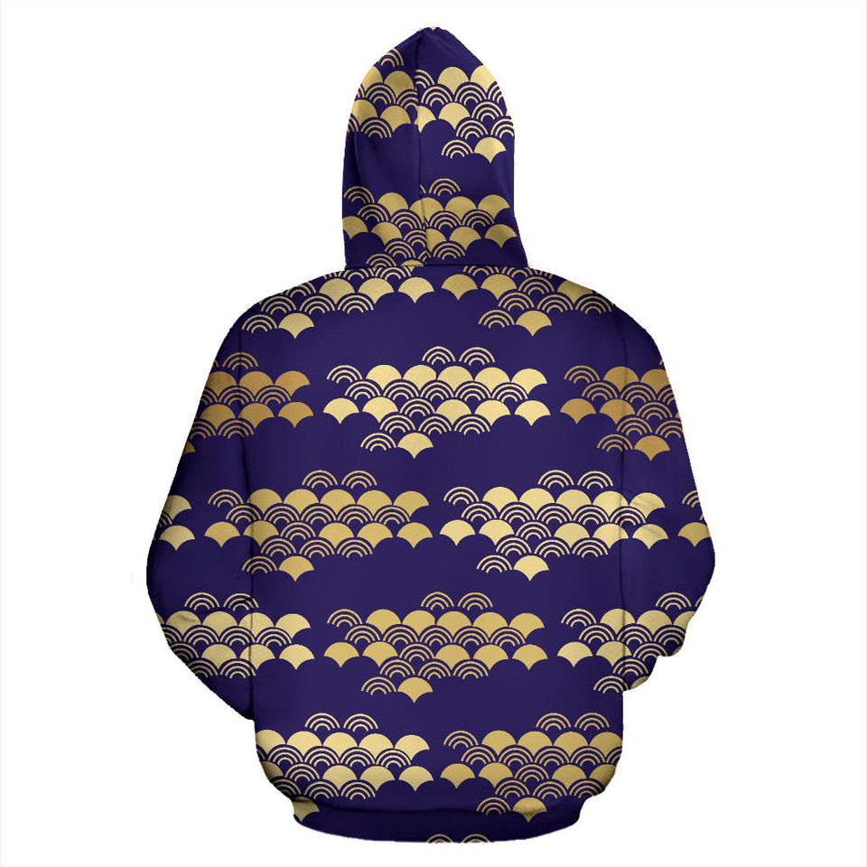 Beautiful Japanese Fan Pattern Men Women Pullover Hoodie