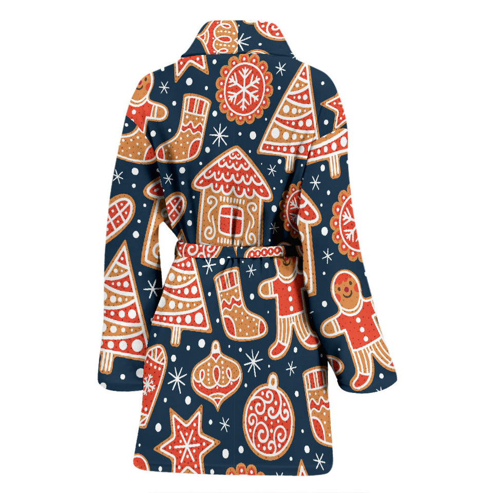 Christmas Gingerbread Cookie Pattern Women'S Bathrobe