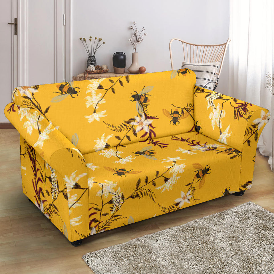 Bee Flower Pattern Loveseat Couch Slipcover